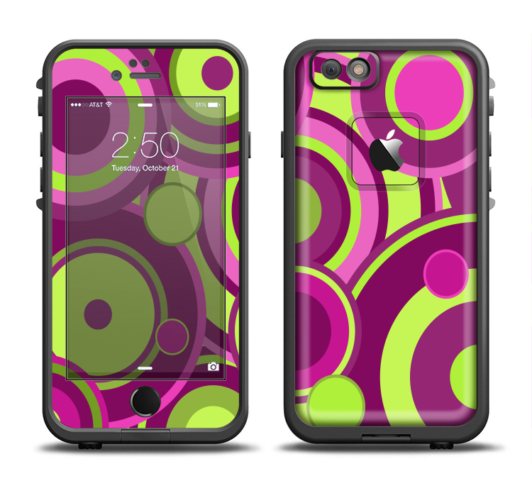 The Purple and Green Layered Vector Circles Apple iPhone 6/6s LifeProof Fre Case Skin Set