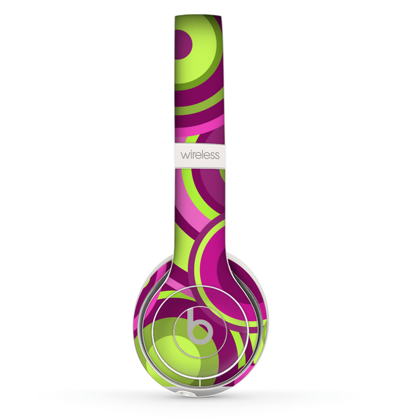 The Purple and Green Layered Vector Circles Skin Set for the Beats by Dre Solo 2 Wireless Headphones