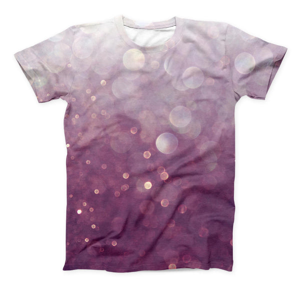 The Purple and White Unfocued Orbs of Light ink-Fuzed Unisex All Over Full-Printed Fitted Tee Shirt