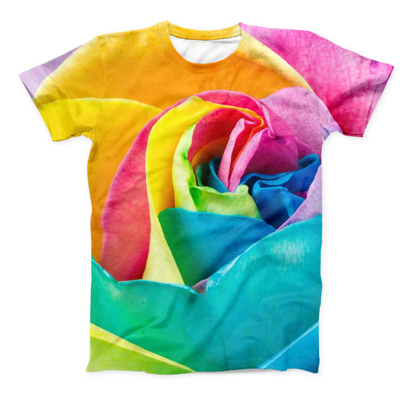 The Rainbow Dyed Rose V2 ink-Fuzed Unisex All Over Full-Printed Fitted Tee Shirt