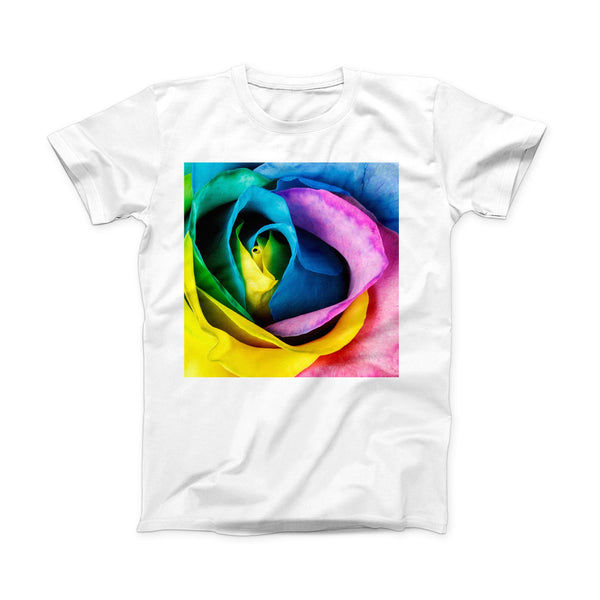 The Rainbow Dyed Rose V3 ink-Fuzed Front Spot Graphic Unisex Soft-Fitted Tee Shirt