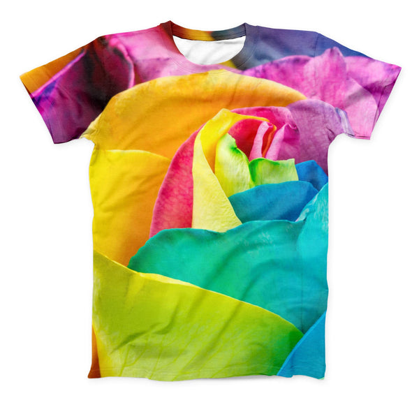 The Rainbow Dyed Rose V4 ink-Fuzed Unisex All Over Full-Printed Fitted Tee Shirt