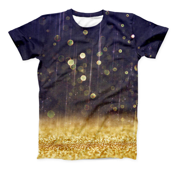 The Raining Gold and Purple Sparkle ink-Fuzed Unisex All Over Full-Printed Fitted Tee Shirt