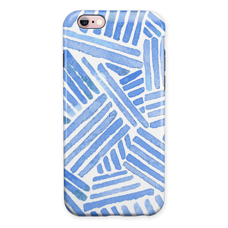 The Random Blue Watercolor Strokes iPhone 6/6s or 6/6s Plus 2-Piece Hybrid INK-Fuzed Case