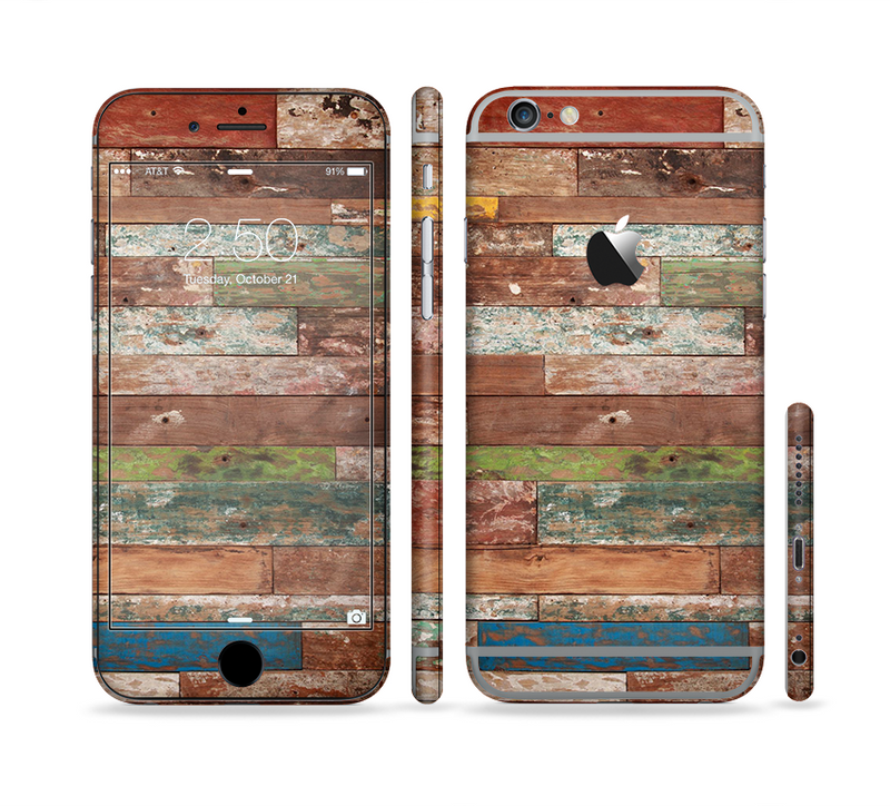 The Raw Vintage Wood Panels Sectioned Skin Series for the Apple iPhone 6/6s