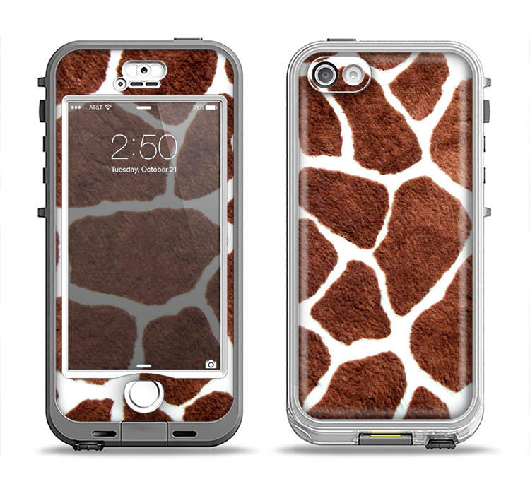 The Real Giraffe Animal Print Apple iPhone 5-5s LifeProof Nuud Case Skin Set