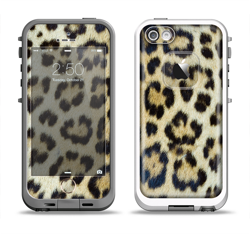 The Real Leopard Hide V3 Apple iPhone 5-5s LifeProof Fre Case Skin Set