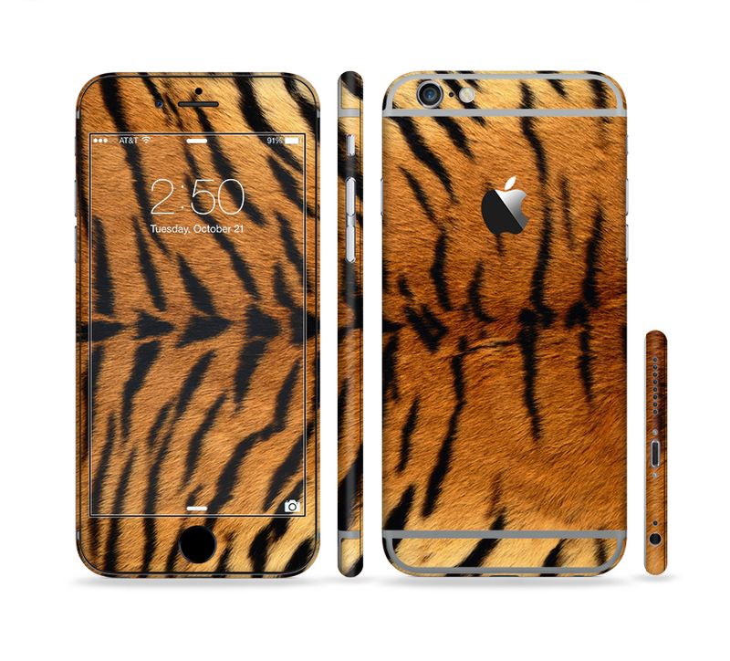 The Real Tiger Print Texture Sectioned Skin Series for the Apple iPhone 6/6s