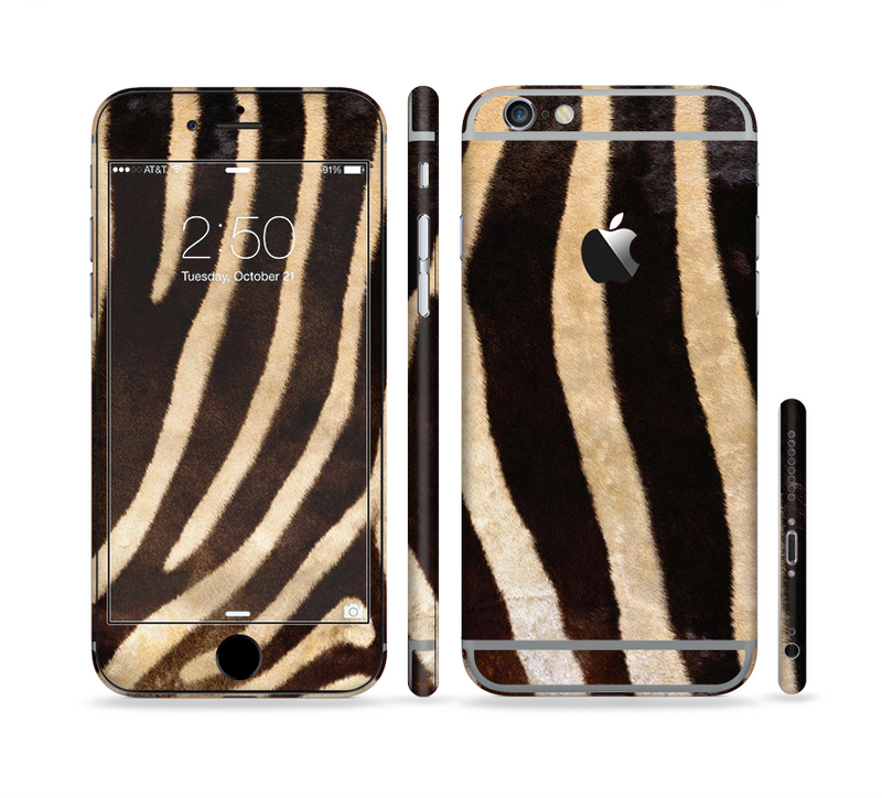 The Real Zebra Print Texture Sectioned Skin Series for the Apple iPhone 6/6s
