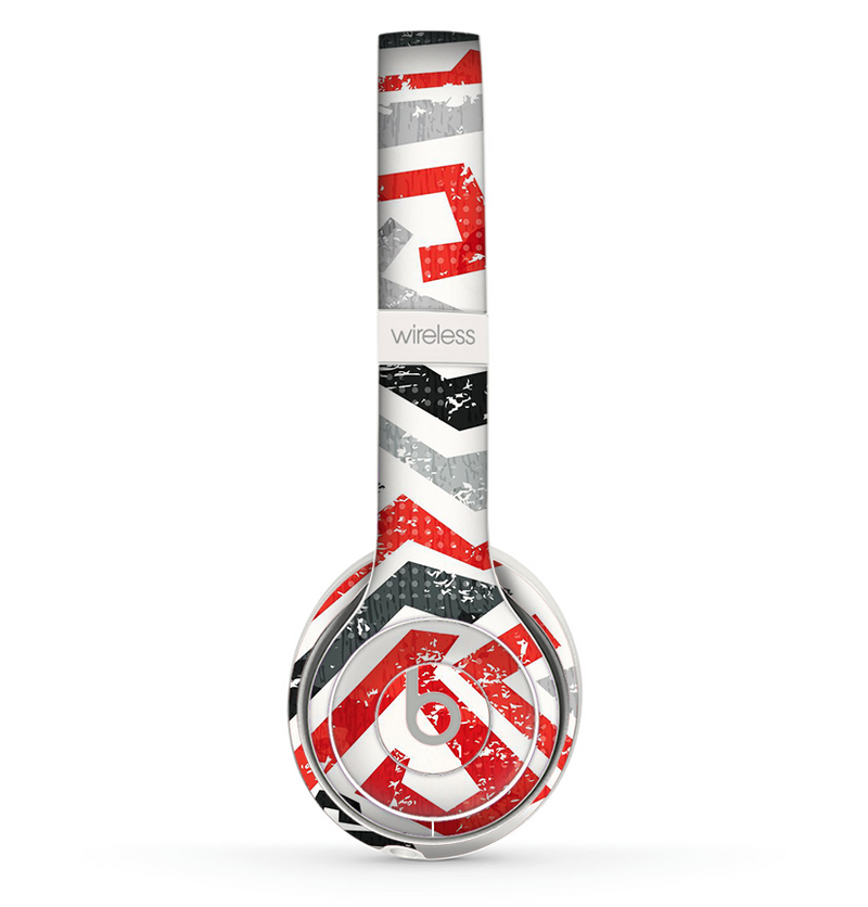 The Red-Gray-Black Abstract V3 Pattern Skin Set for the Beats by Dre Solo 2 Wireless Headphones