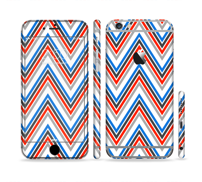 The Red-White-Blue Sharp Chevron Pattern Sectioned Skin Series for the Apple iPhone 6/6s