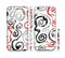 The Red Accented Grayscale Swirl Pattern Sectioned Skin Series for the Apple iPhone 6/6s Plus
