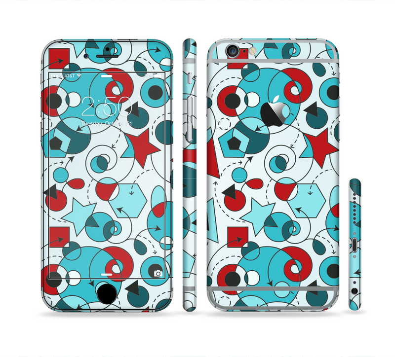 The Red & Blue Abstract Shapes Sectioned Skin Series for the Apple iPhone 6/6s Plus