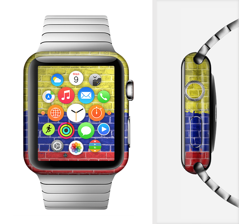 The Red, Blue and Yellow Vibrant Brick Wall Full-Body Skin Set for the Apple Watch