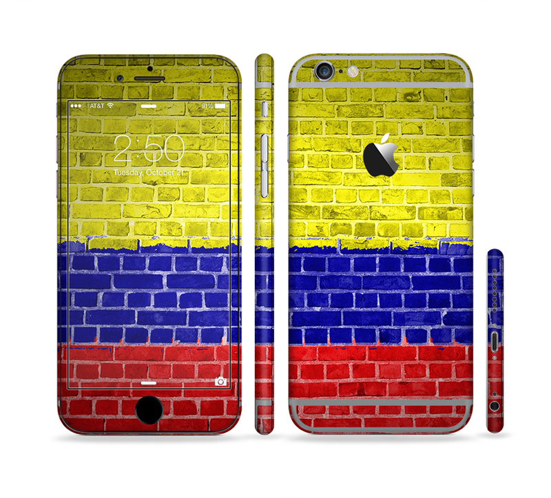The Red, Blue and Yellow Vibrant Brick Wall Sectioned Skin Series for the Apple iPhone 6/6s Plus