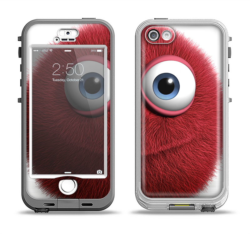The Red Fuzzy Wuzzy Apple iPhone 5-5s LifeProof Nuud Case Skin Set