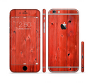 The Red Highlighted Wooden Planks Sectioned Skin Series for the Apple iPhone 6/6s Plus