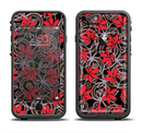 The Red Icon Flowers on Dark Swirl Apple iPhone 6/6s LifeProof Fre Case Skin Set