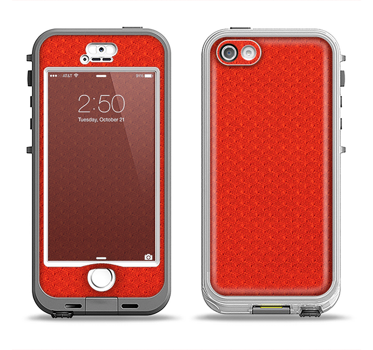 The Red Jersey Texture Apple iPhone 5-5s LifeProof Nuud Case Skin Set
