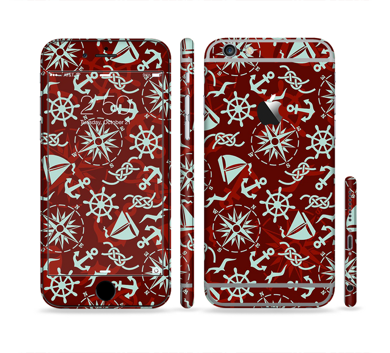 The Red Nautica Collage Sectioned Skin Series for the Apple iPhone 6/6s Plus