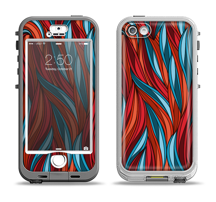 The Red, Orange and Blue Vector Strands Apple iPhone 5-5s LifeProof Nuud Case Skin Set
