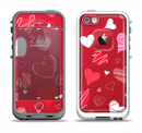 The Red Sketched Love Hearts Illustrastion Apple iPhone 5-5s LifeProof Fre Case Skin Set