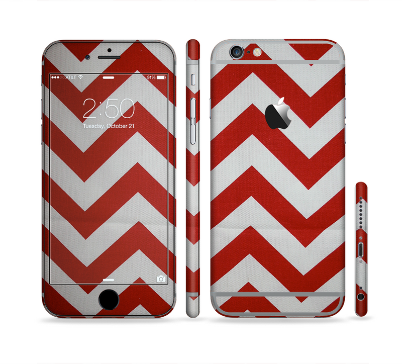The Red Vintage Chevron Pattern Sectioned Skin Series for the Apple iPhone 6/6s