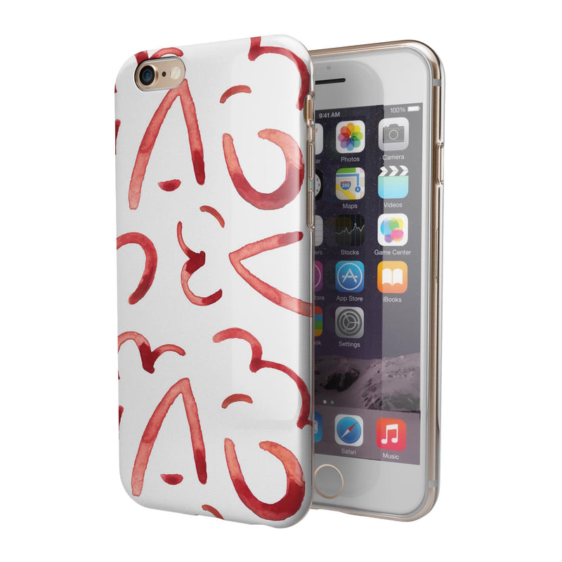 The Red Watercolor Glyphics iPhone 6/6s or 6/6s Plus 2-Piece Hybrid INK-Fuzed Case