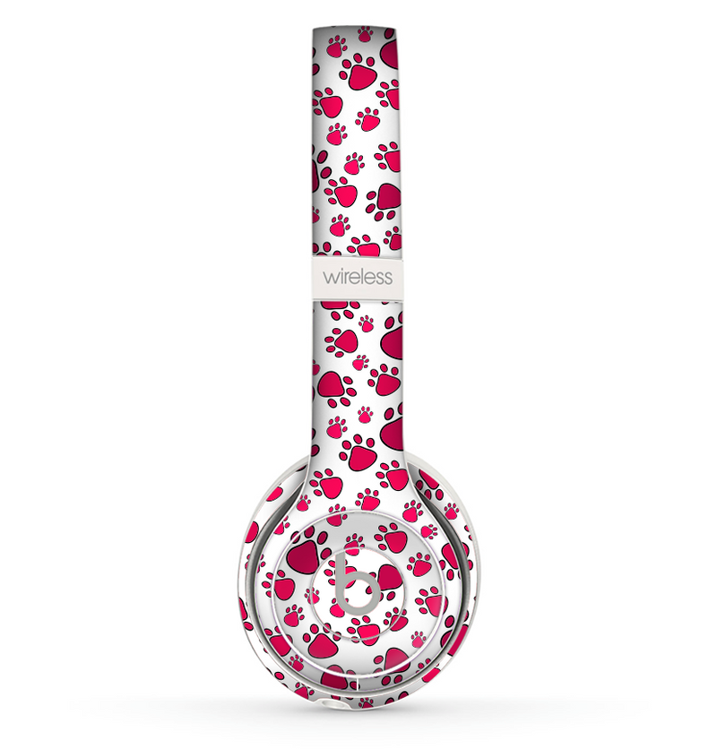 The Red & White Paw Prints Skin Set for the Beats by Dre Solo 2 Wireless Headphones