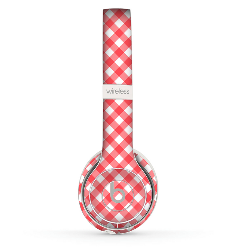 The Red & White Plaid Skin Set for the Beats by Dre Solo 2 Wireless Headphones