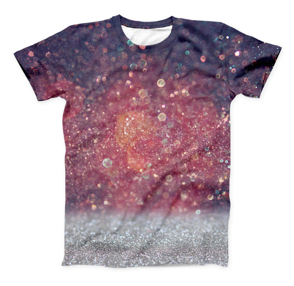 The Red and Blue Glowing Orbs with Silver Sparkle ink-Fuzed Unisex All Over Full-Printed Fitted Tee Shirt