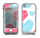 The Red and Blue Lopsided Loop-Hearts Apple iPhone 5-5s LifeProof Nuud Case Skin Set