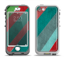 The Red and Green Diagonal Stripes Apple iPhone 5-5s LifeProof Nuud Case Skin Set