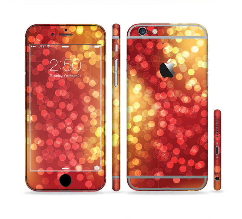 The Red and Yellow Glistening Orbs Sectioned Skin Series for the Apple iPhone 6/6s Plus