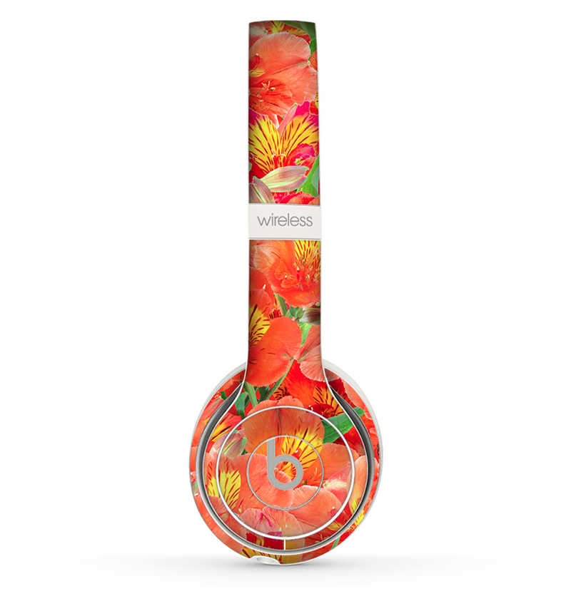 The Red and Yellow Watercolor Flowers Skin Set for the Beats by Dre Solo 2 Wireless Headphones