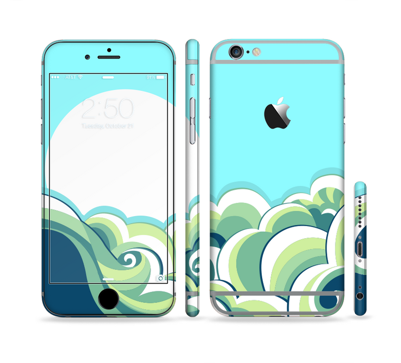 The Retro Blue Vintage Vector Wave Sectioned Skin Series for the Apple iPhone 6/6s Plus