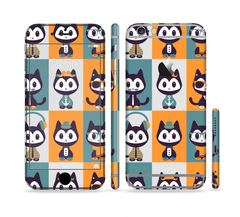 The Retro Cats with Accessories Sectioned Skin Series for the Apple iPhone 6/6s