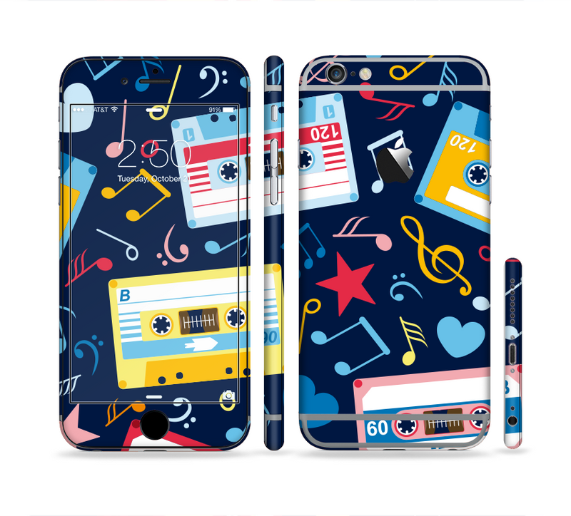 The Retro Colored Cassette Pattern Sectioned Skin Series for the Apple iPhone 6/6s