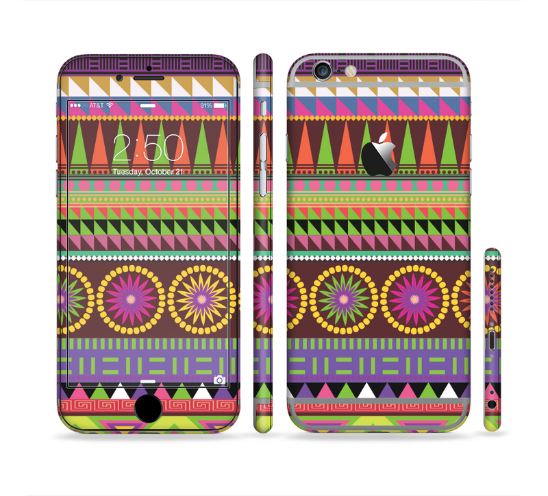 The Retro Colored Modern Aztec Pattern V63 Sectioned Skin Series for the Apple iPhone 6/6s Plus