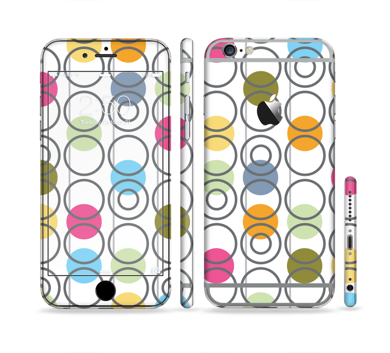 The Retro Colorful Filled Flat Circle Pattern Sectioned Skin Series for the Apple iPhone 6/6s