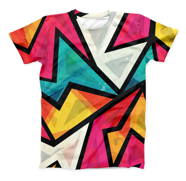The Retro Vector Sharp Shapes ink-Fuzed Unisex All Over Full-Printed Fitted Tee Shirt