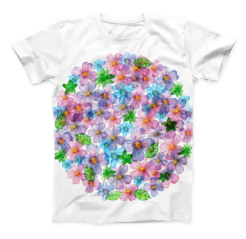 The Rounded Flower Cluster ink-Fuzed Unisex All Over Full-Printed Fitted Tee Shirt