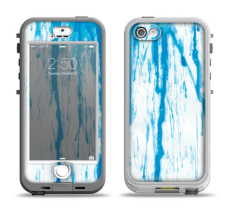 The Running Blue WaterColor Paint Apple iPhone 5-5s LifeProof Nuud Case Skin Set