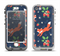 The Running Orange & Navy Vector Fox Pattern Apple iPhone 5-5s LifeProof Nuud Case Skin Set