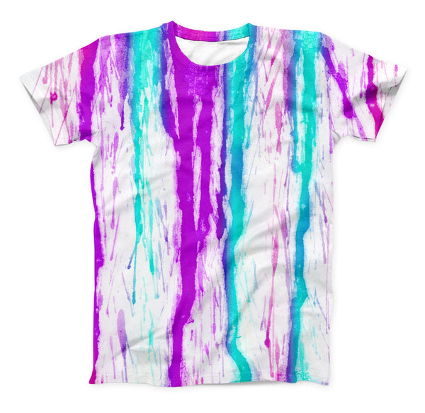 The Running Purple and Teal WaterColor Paint ink-Fuzed Unisex All Over Full-Printed Fitted Tee Shirt