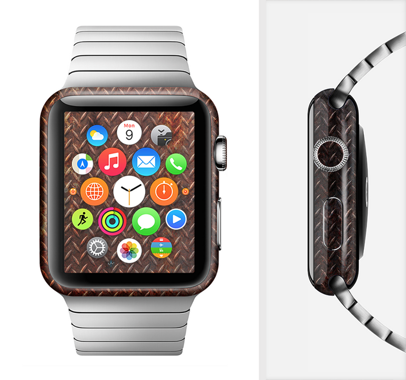 The Rusty Diamond Plate Texture Full-Body Skin Set for the Apple Watch