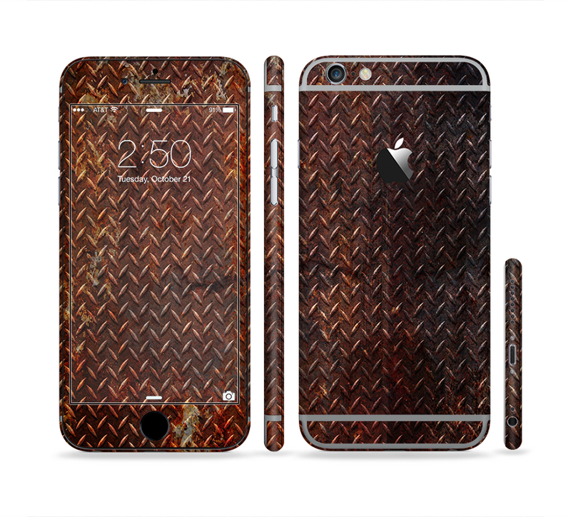 The Rusty Diamond Plate Texture Sectioned Skin Series for the Apple iPhone 6/6s Plus