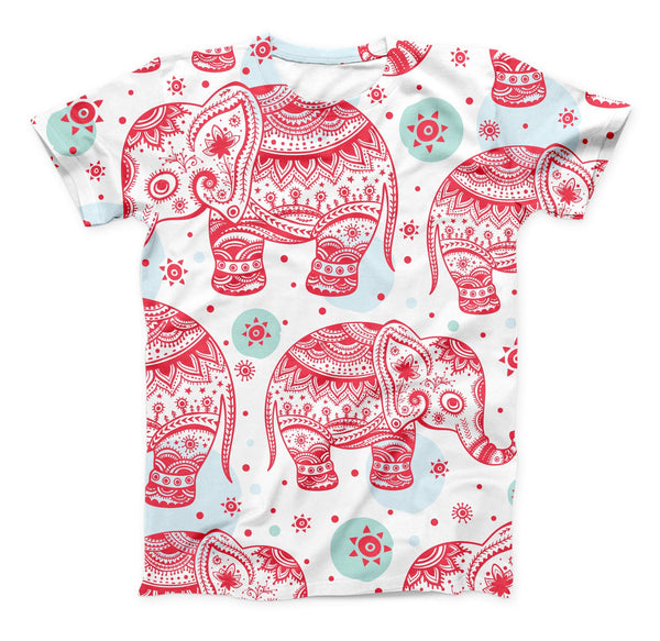 The Sacred Red Elephant and Polkadots ink-Fuzed Unisex All Over Full-Printed Fitted Tee Shirt