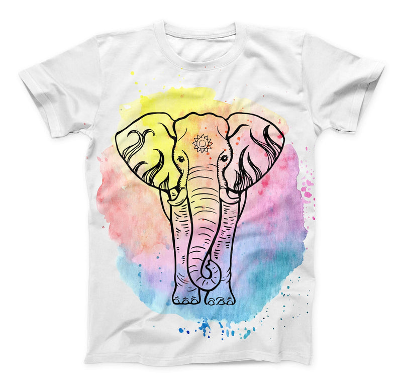 The Sacred Watercolor Elephant ink-Fuzed Unisex All Over Full-Printed Fitted Tee Shirt
