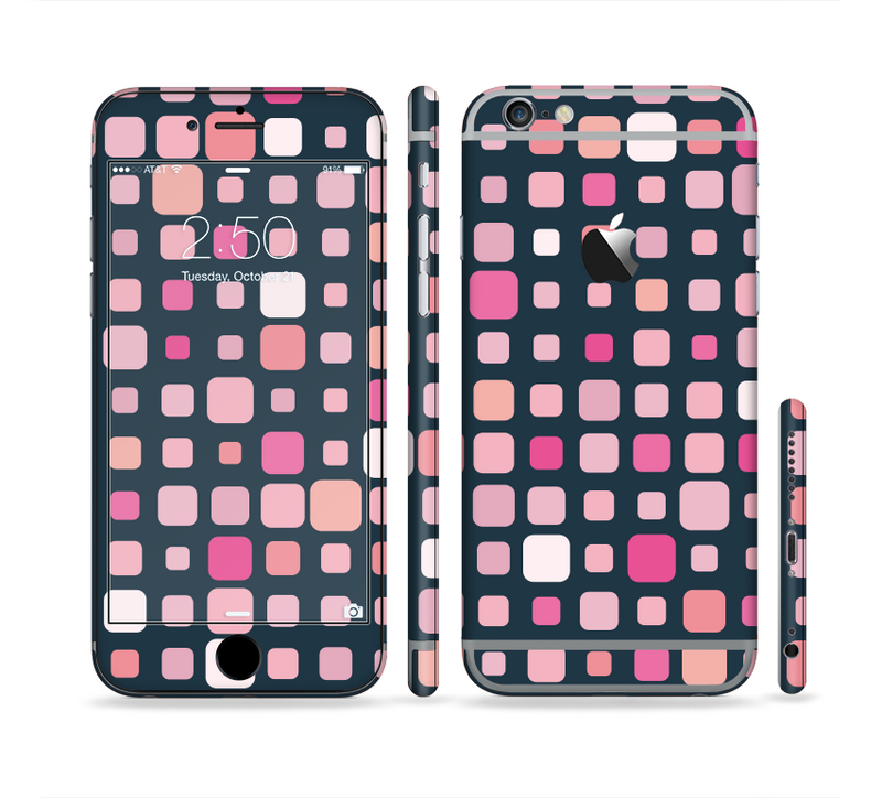 The Scattered Pink Squared-Polka Dots Sectioned Skin Series for the Apple iPhone 6/6s